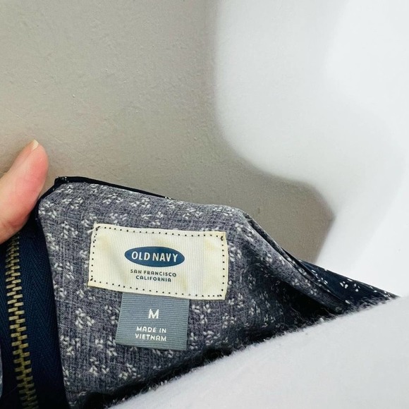 Old Navy Shift Dress MEDIUM Navy Blue Woven Floral Printed 3/4 Sleeve Sheath - Picture 4 of 6